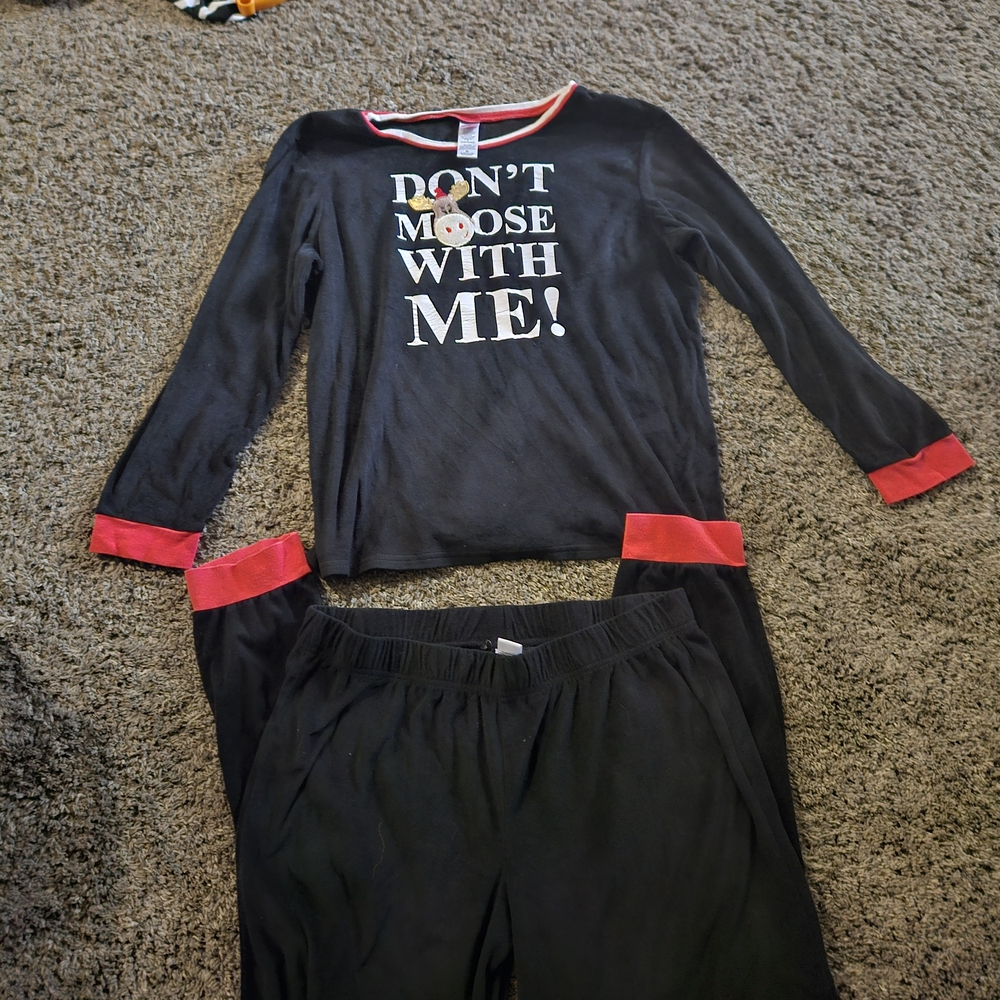 Holiday Time Black Pajama Set with Red Trim "Don't Moose With Me!"